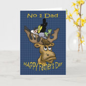 Vaderdag Kaart papa, met herten en kraai (Gele Bloem)