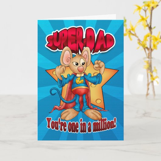 Vaderdag Kaart - Super Dad Mouse - One in a Mil (Gele Bloem)