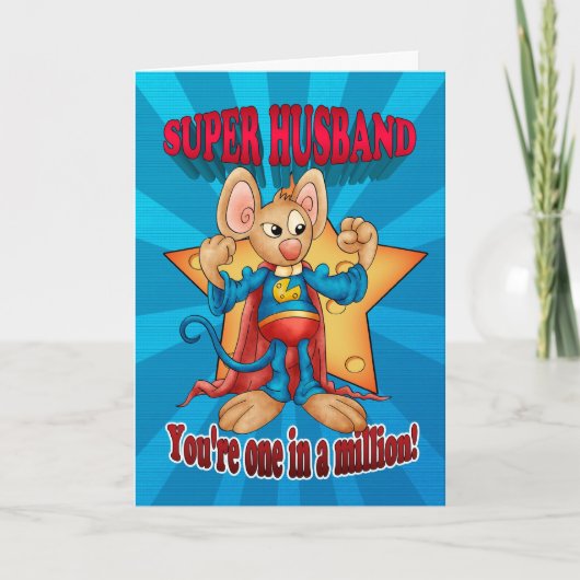 Vaderdag Kaart - Super Husband Mouse - Een in een (Voorkant)