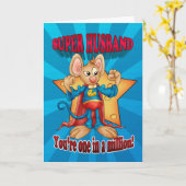 Vaderdag Kaart - Super Husband Mouse - Een in een (Gele Bloem)