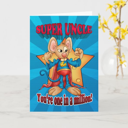Vaderdag Kaart - Super Uncle Mouse - Een in een M (Gele Bloem)