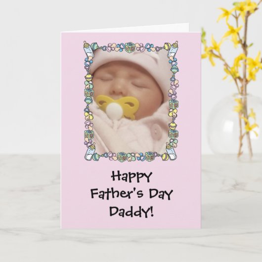 Vaderdag Kaart van Baby - Roze (Gele Bloem)