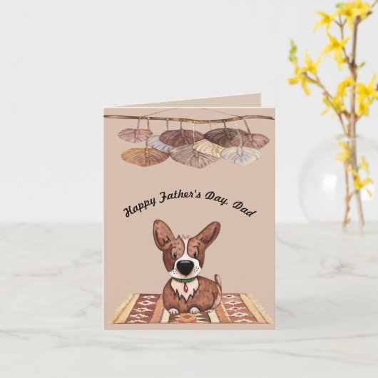Vaderdag Kaart van Corgi Dog (Gele Bloem)