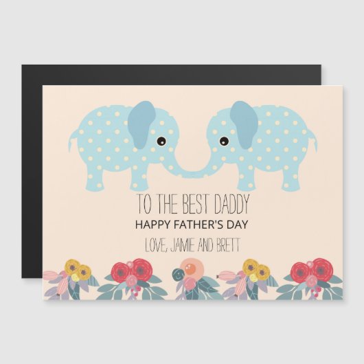 Vaderdag Kaart van een tweeling | Schattigee olifa (Voorkant / Achterkant)