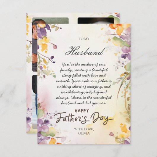 Vaderdag kaart voor echtgenoot van echtgenote foto (Voorkant / Achterkant)