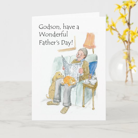 Vaderdag Kaart voor een Godson (Gele Bloem)