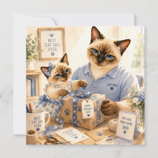 Vaderdag kaart voor kattenvaders en kattenliefhebb (Voorkant)