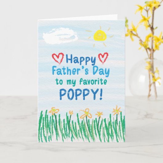 Vaderdag Kaart voor papaver (Gele Bloem)
