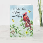 Vaderdag kardinalen in boomtakken kaart (Voorkant)