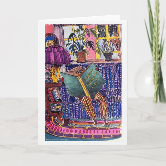 Vaderdag, kat die een boek leest kaart (Voorkant)