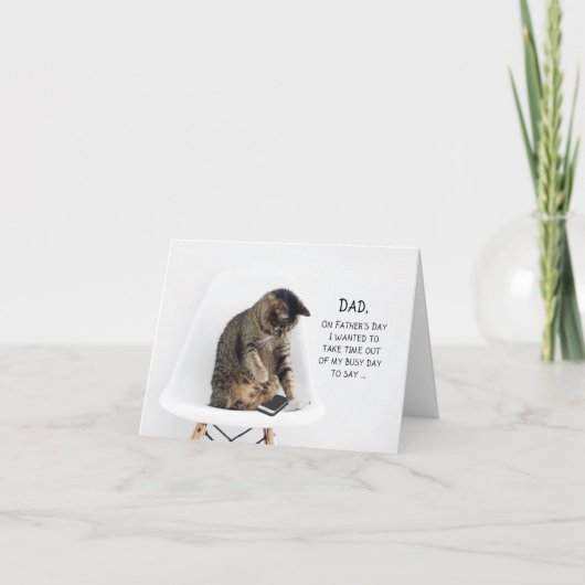 Vaderdag Kat op Telefoon Van Dochter Kaart (Voorkant)
