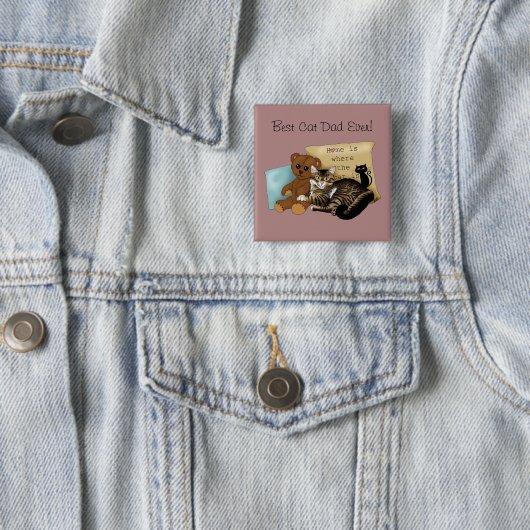 Vaderdag Kat Vierkante Button 5,1 Cm (In situ)