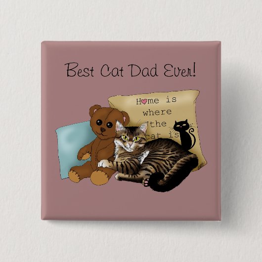 Vaderdag Kat Vierkante Button 5,1 Cm (Voorkant)