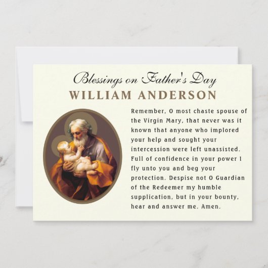 Vaderdag katholieke Memorare Prayer Kaart (Voorkant)