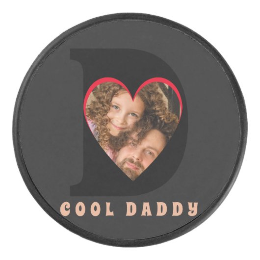 Vaderdag Keepsake Foto Papa Hart Collage Hockey Puck (Voorkant)
