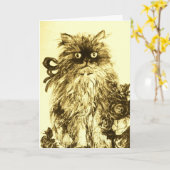 VADERDAG KITTEN MET GROENE WITTE ROSSEN KAART (Gele Bloem)