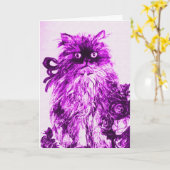 VADERDAG KITTEN MET PAARSE ROZEN KAART (Gele Bloem)