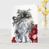 VADERDAG KITTEN MET RODE ROSEN KAART (Gele Bloem)