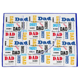 Vaderdag kleurrijke tekst blauw voor papa groot cadeauzakje