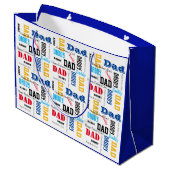Vaderdag kleurrijke tekst blauw voor papa groot cadeauzakje (Achterkant Gekanteld)
