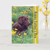 Vaderdag Knappe Labrador Retriever Hond Foto Kaart (Gele Bloem)