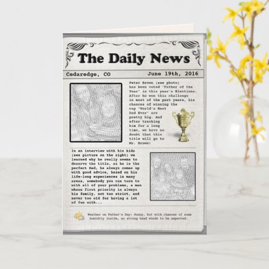Vaderdag Kranten (aanpasbaar) Kaart (Gele Bloem)
