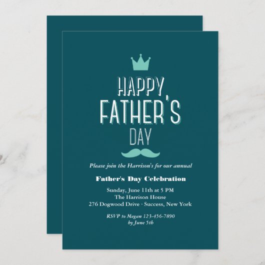 Vaderdag kroonuitnodiging kaart (Voorkant / Achterkant)