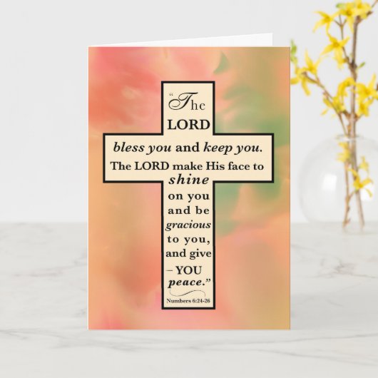 Vaderdag Kruis met Schriftzegen op goud Kaart (Gele Bloem)