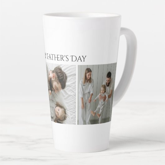 Vaderdag Latte Mok – Aangepaste 3 Foto & Tekst (Rechterhoek)