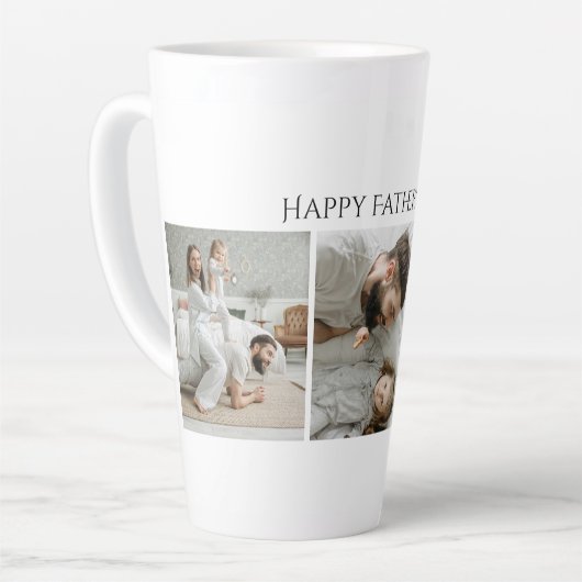 Vaderdag Latte Mok – Aangepaste 3 Foto & Tekst (Linkerhoek)