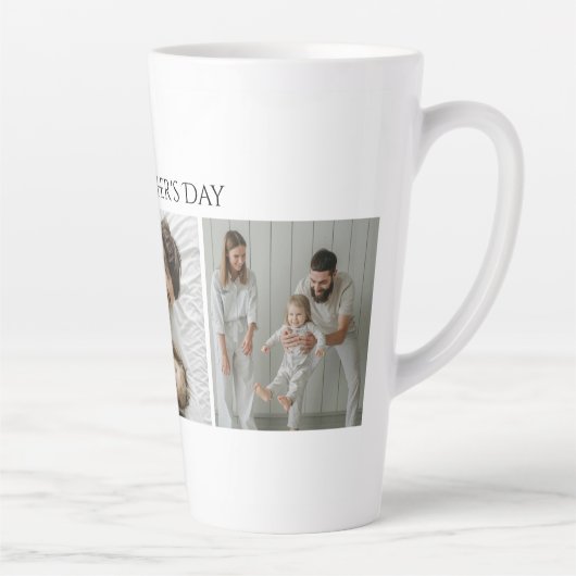 Vaderdag Latte Mok – Aangepaste 3 Foto & Tekst (Rechts)