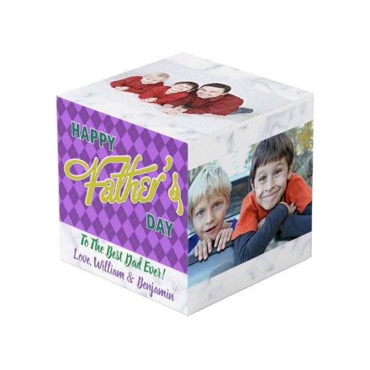 Vaderdag Liefde Foto Collage 4 Afbeeldingen Kubus (Voorkant hoekig)