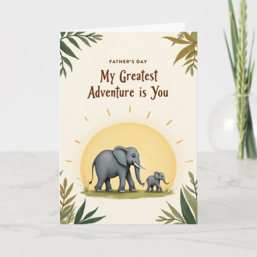 Vaderdag lieve Olifant Mijn Grootste Avontuur Feestdagen Kaart (Voorkant)