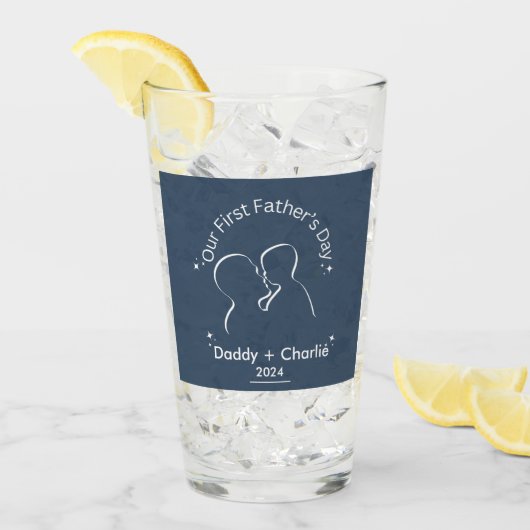 Vaderdag Lijn Tekening Onze Eerste Vaderdag Glas (Voorkant ijs)