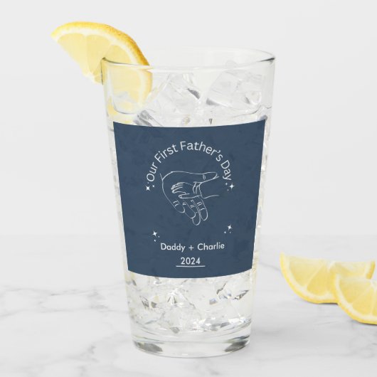 Vaderdag Lijn Tekening Onze Eerste Vaderdag Glas (Voorkant ijs)