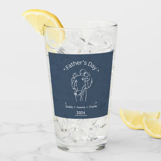 Vaderdag Lijntekening 2 kinder Glas (Voorkant ijs)