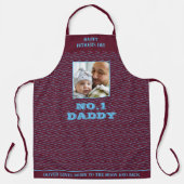Vaderdag Maroon Zig Zag Naam en foto Schort (Voorkant)