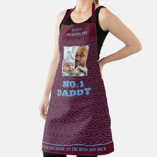 Vaderdag Maroon Zig Zag Naam en foto Schort (Insitu)