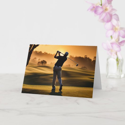 Vaderdag met golfer op golfbaan swingen kaart (Orchidee)