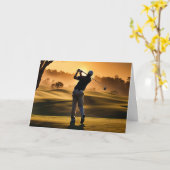 Vaderdag met golfer op golfbaan swingen kaart (Gele Bloem)