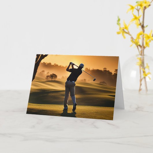 Vaderdag met golfer op golfbaan swingen kaart (Gele Bloem)