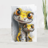 Vaderdag met grillige gekko's feestdagen kaart (Voorkant)