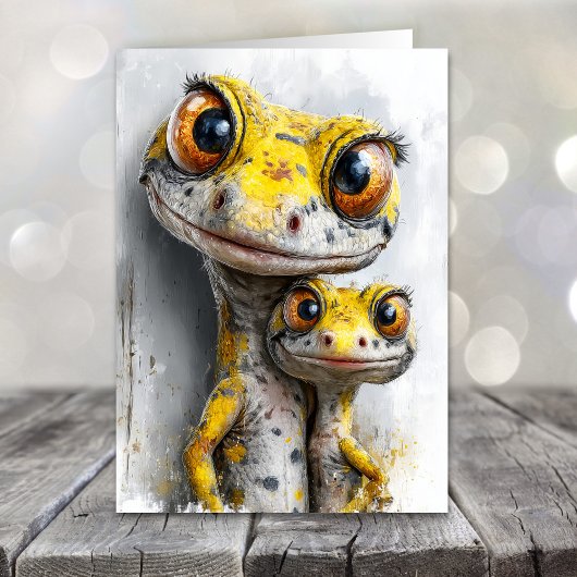 Vaderdag met grillige gekko's feestdagen kaart