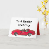 Vaderdag met Red Sports Car & Basset Hound Kaart (Gele Bloem)