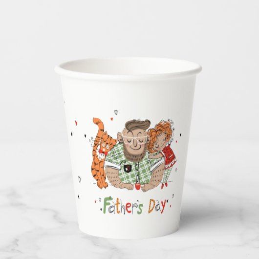 Vaderdag met warme Happy Moments Papieren Bekers (Voorkant)