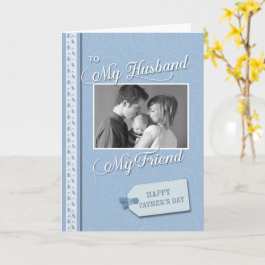Vaderdag, Mijn man Mijn vriend, aangepaste foto Kaart (Gele Bloem)