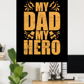 Vaderdag Mijn vader Mijn Hero Poster (Thuiskantoor)