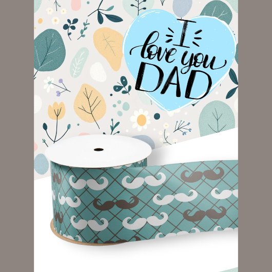 Vaderdag Modern bruin en Blauwgroen snor Satijnen Lint