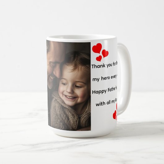 Vaderdag Mok met aangepaste foto - cadeau voor pap (Voorkant rechts)