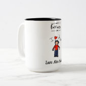 Vaderdag Mok. Persoonlijke namen. Tweekleurige Koffiemok (Voorkant links)